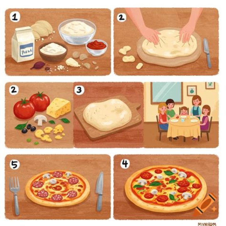 What are the four steps to make pizza?